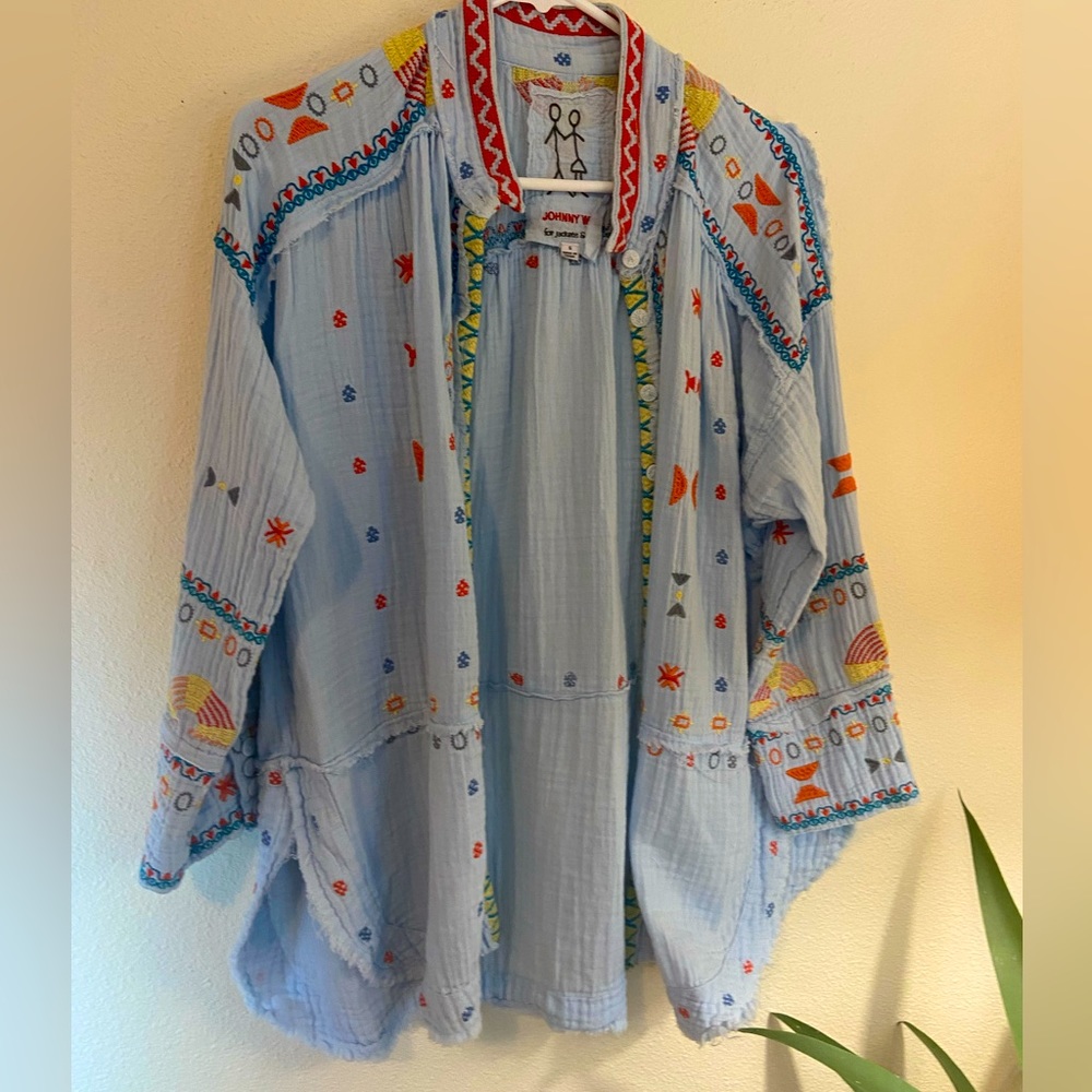 Johnny Was Embroidered Oversized shirt